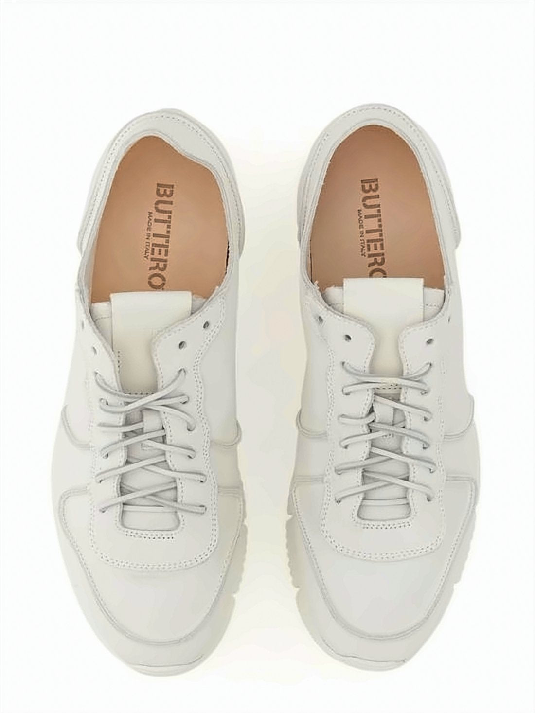 Low-Profile White Leather Sneakers with Vibram Sole