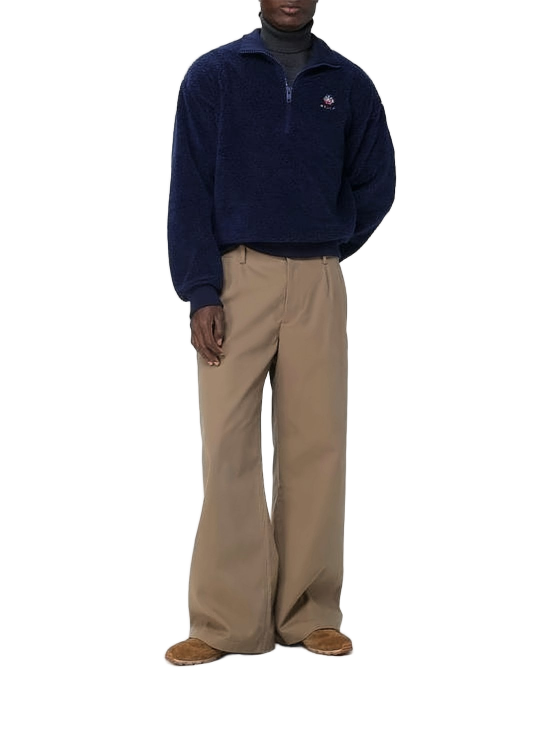 Plush-Textured High Turtleneck Pullover