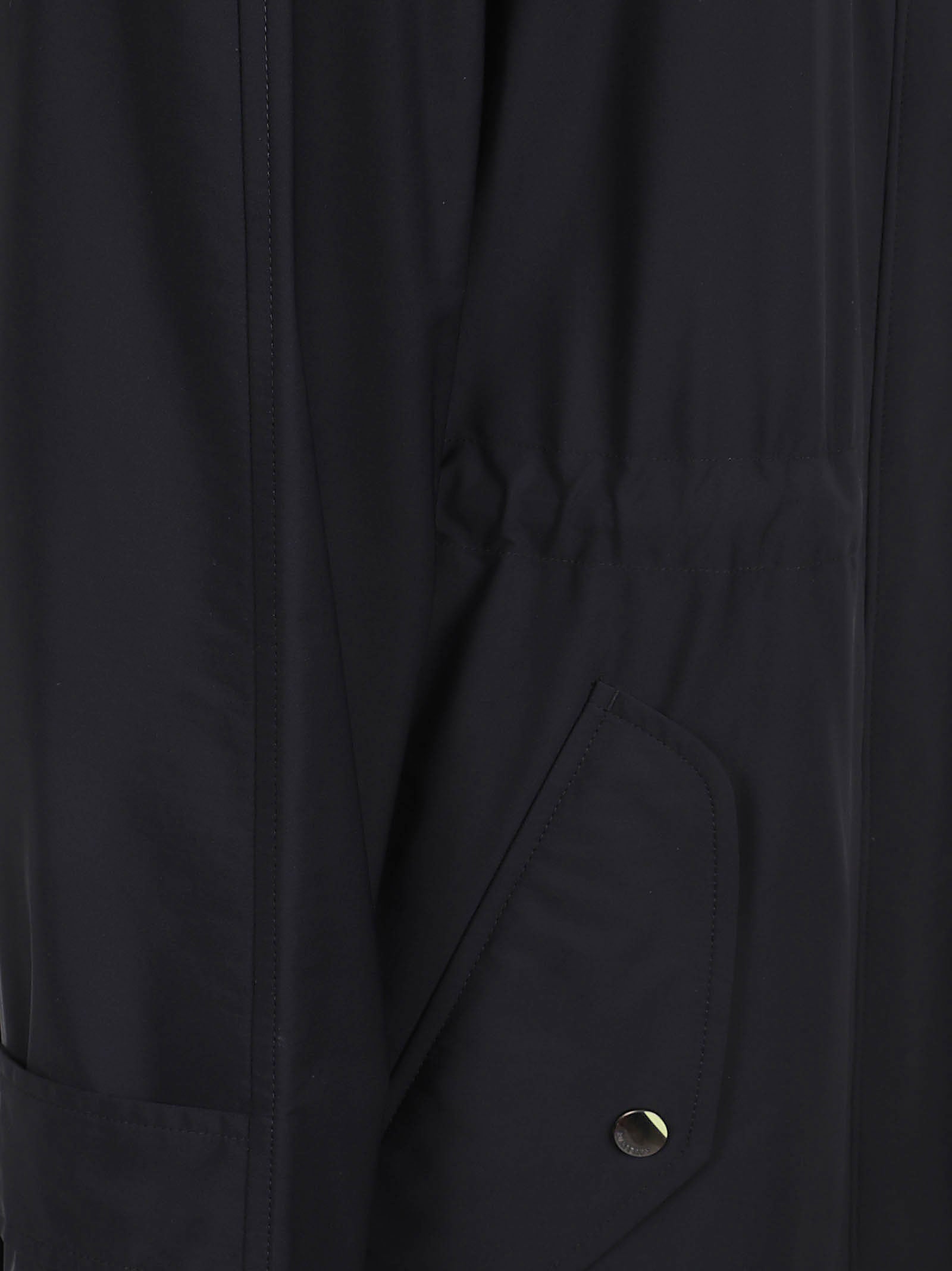 Nylon Stretch Parka with Equestrian Knight Print and Detachable Hood