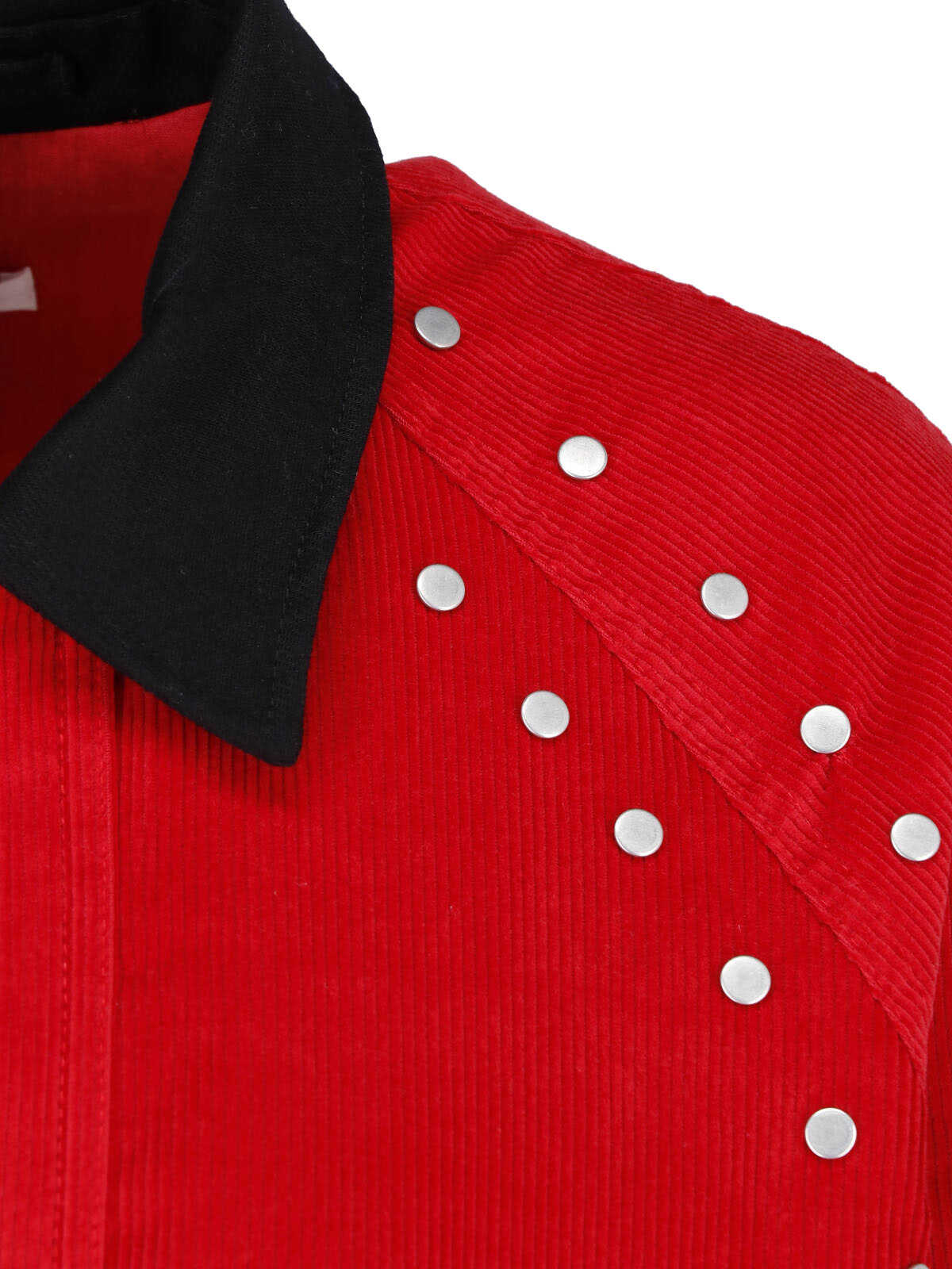 Red Joaquin Ribbed Velvet Studded Coat