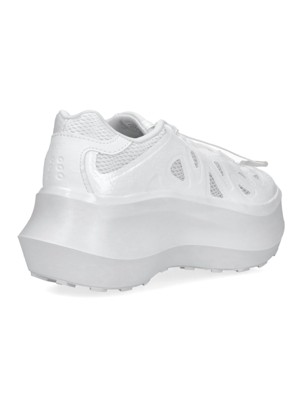 White Futuristic Sculpted Sole Mesh Sneakers