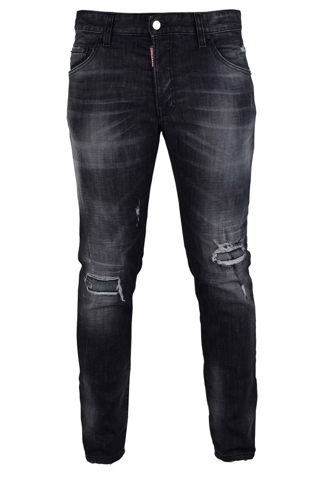 Distressed Dark Cotton Skater Jeans