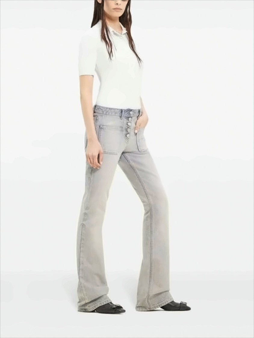 Ribbed Short-Sleeved Sweater with Buttoned Placket