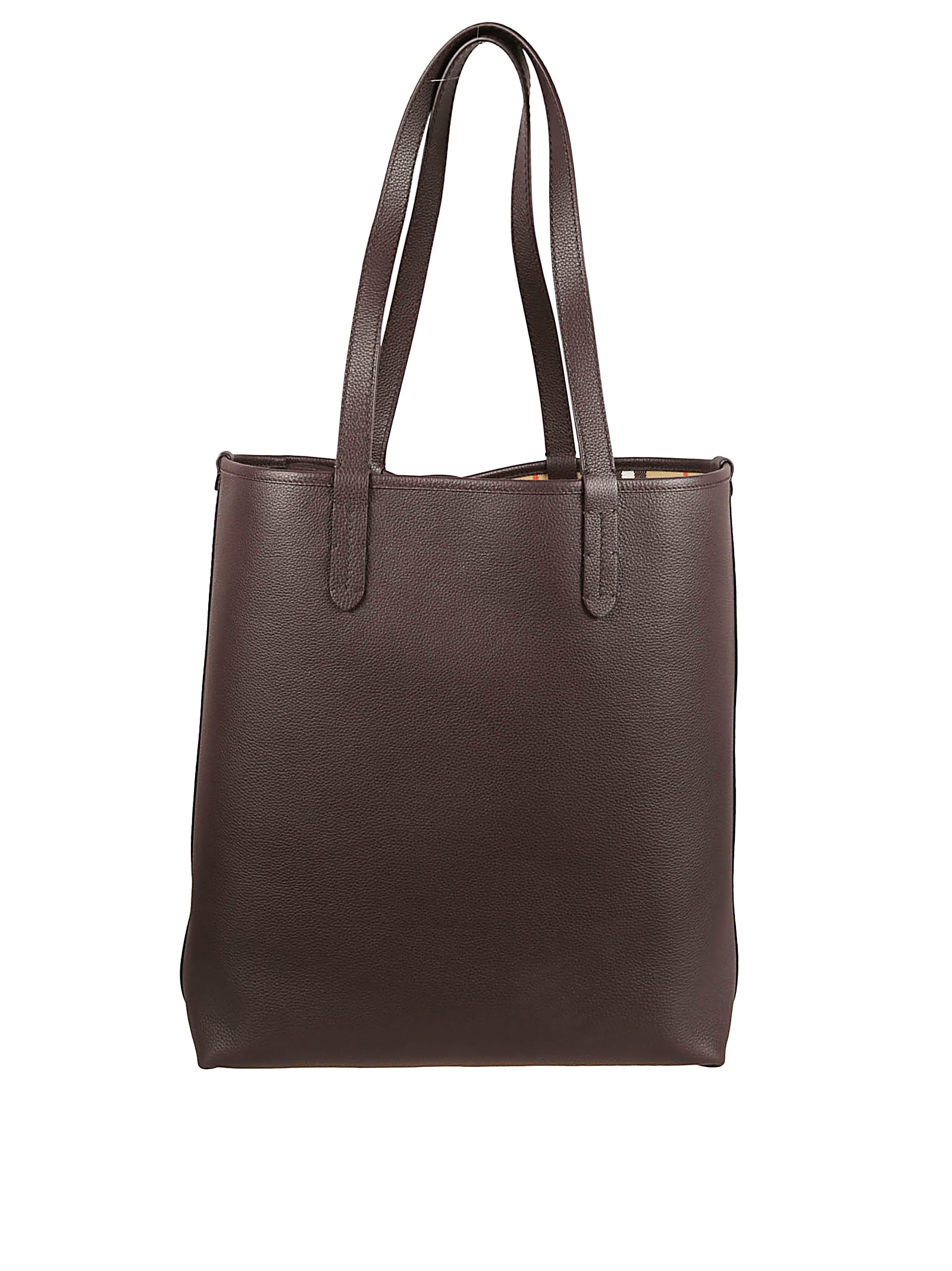 Structured Brown Calf Grain Leather Tote Bag