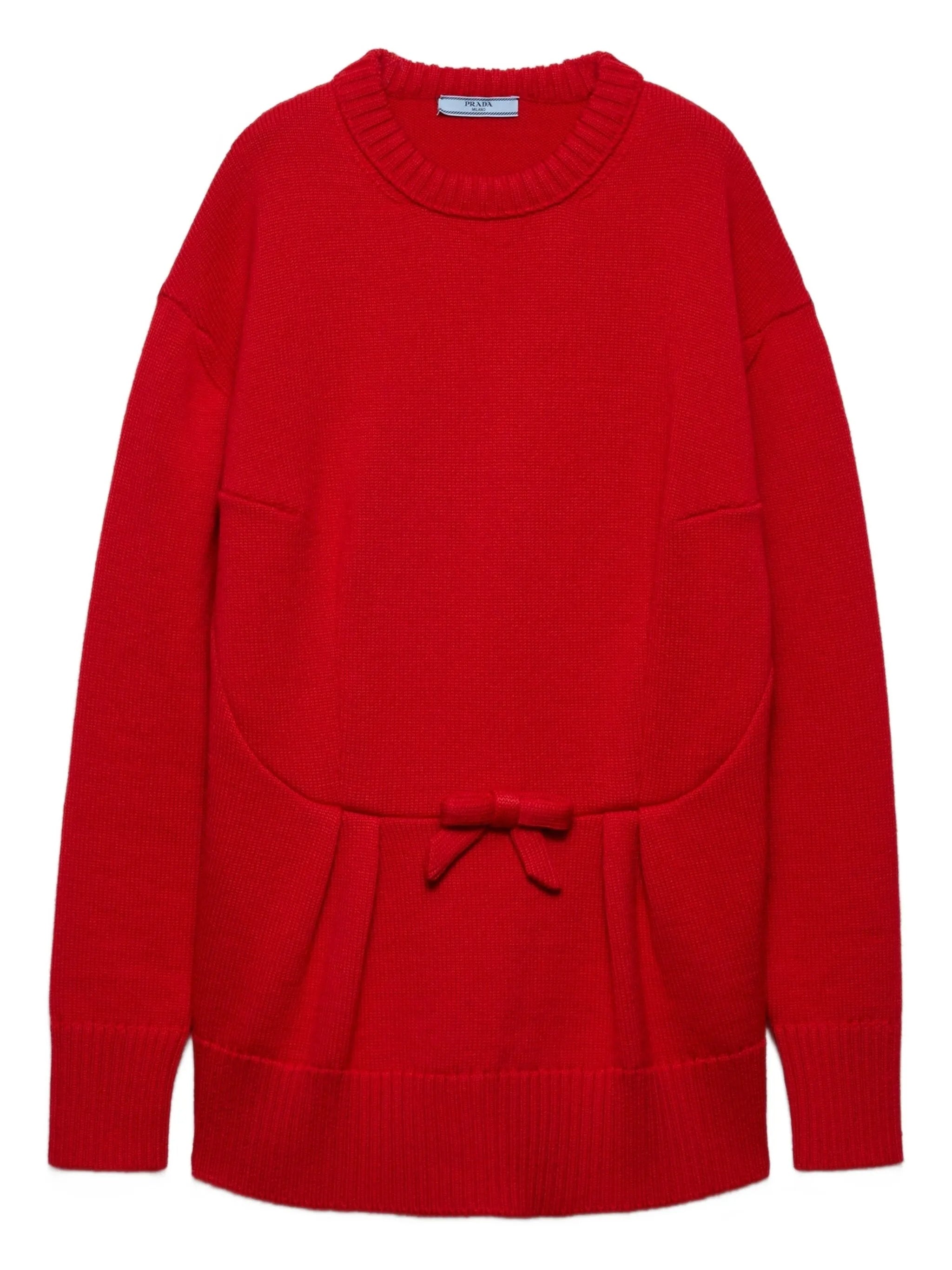 Vibrant Red Relaxed-Fit Knit Sweater