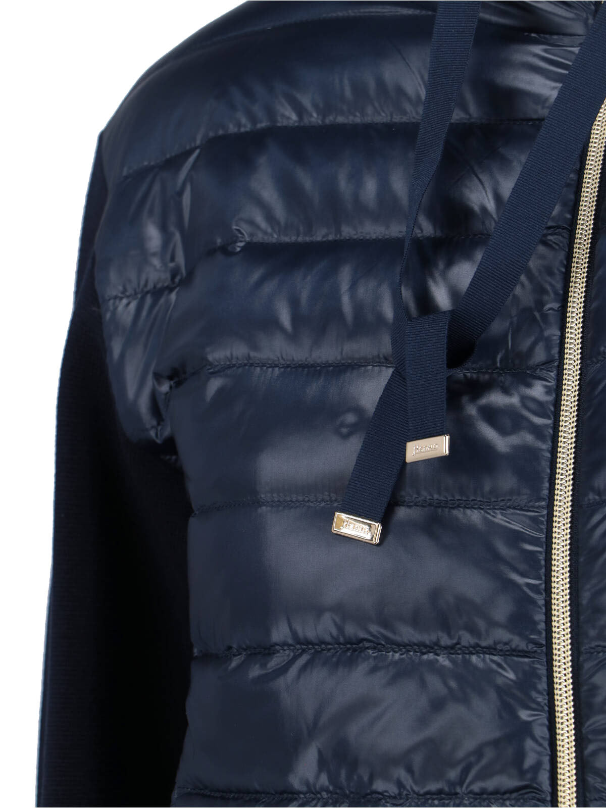 Navy Padded Knit and Nylon Jacket