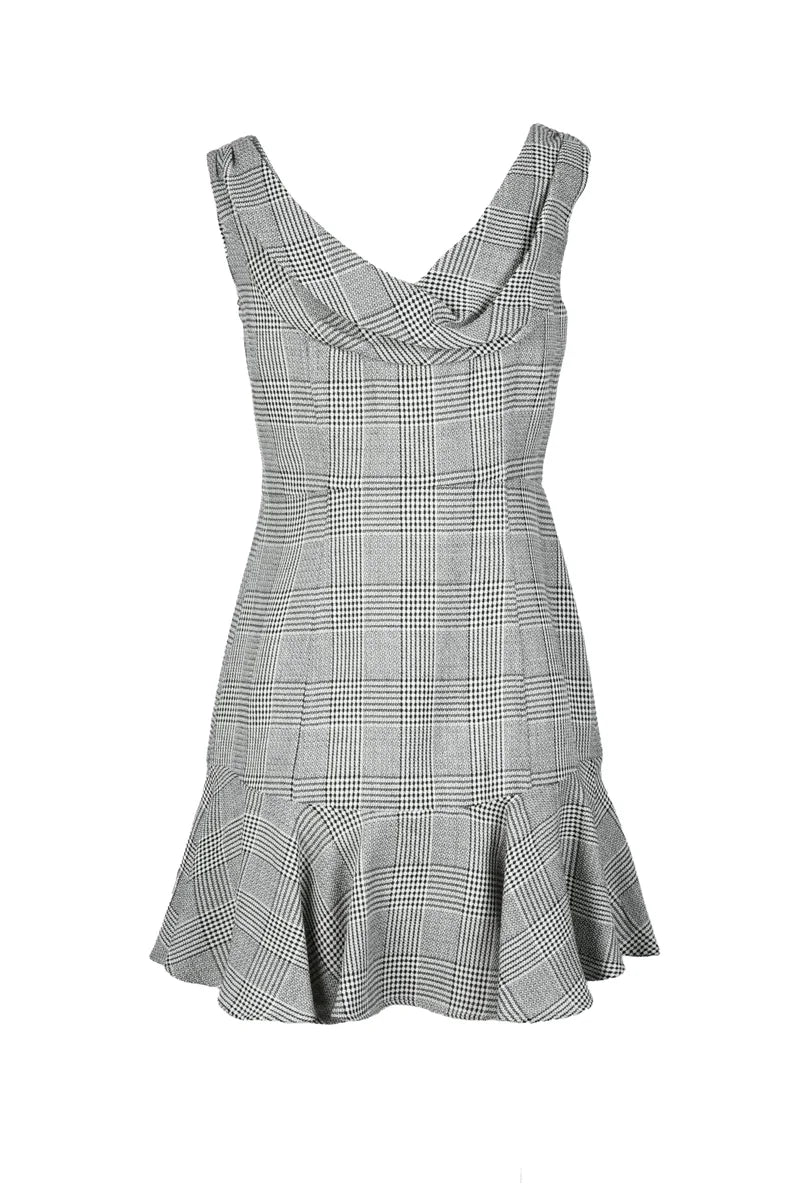 Flared Short Dress - Black/White