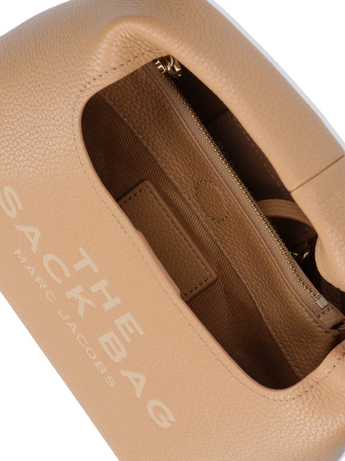 Beige The Sack Hammered Leather Handbag
