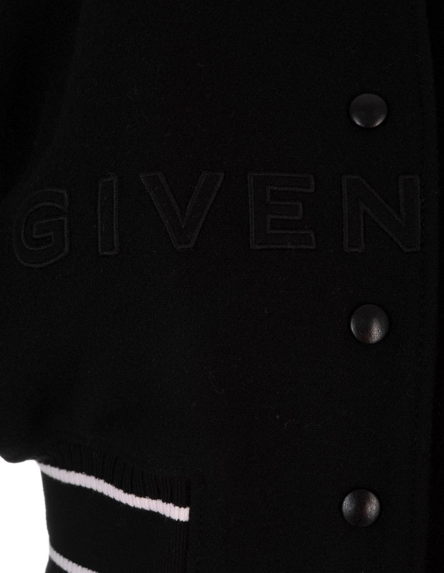 Cropped Wool and Leather Jacket with Sporty Design