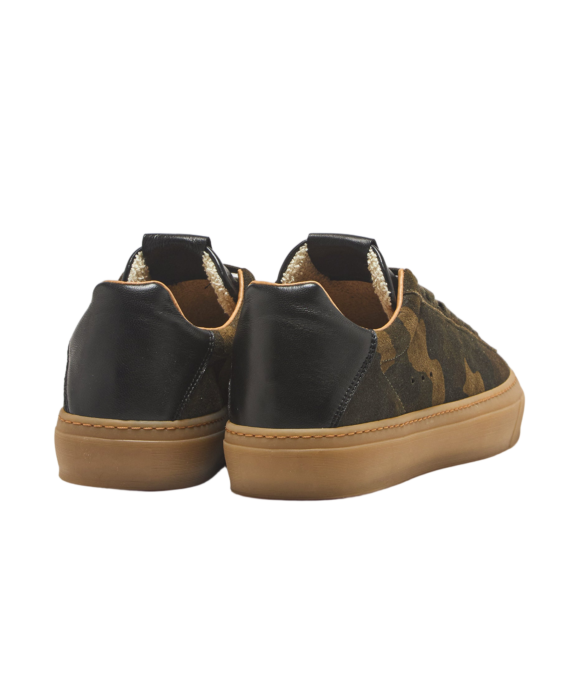Camouflage Suede And Leather Sneakers