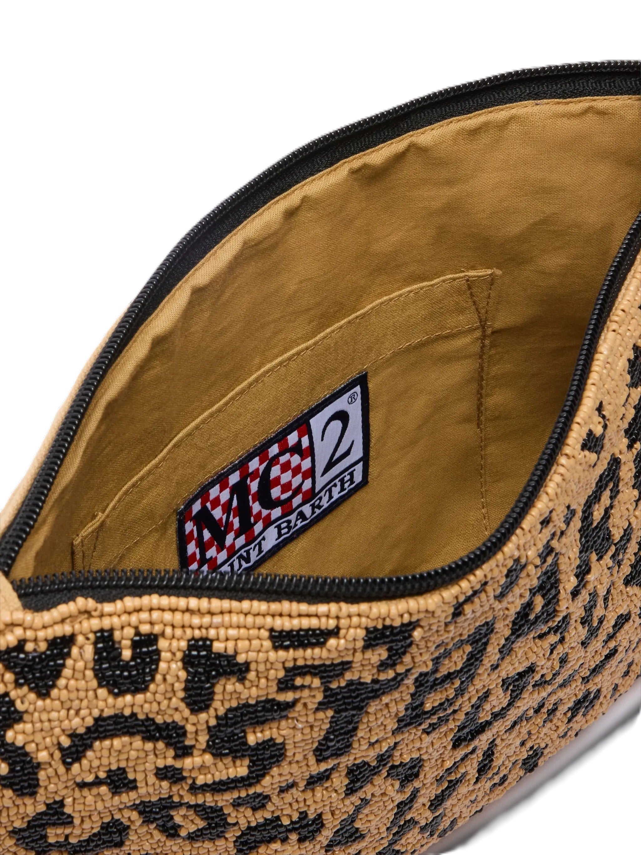 Leopard Print Clutch Bag with Beaded Detailing