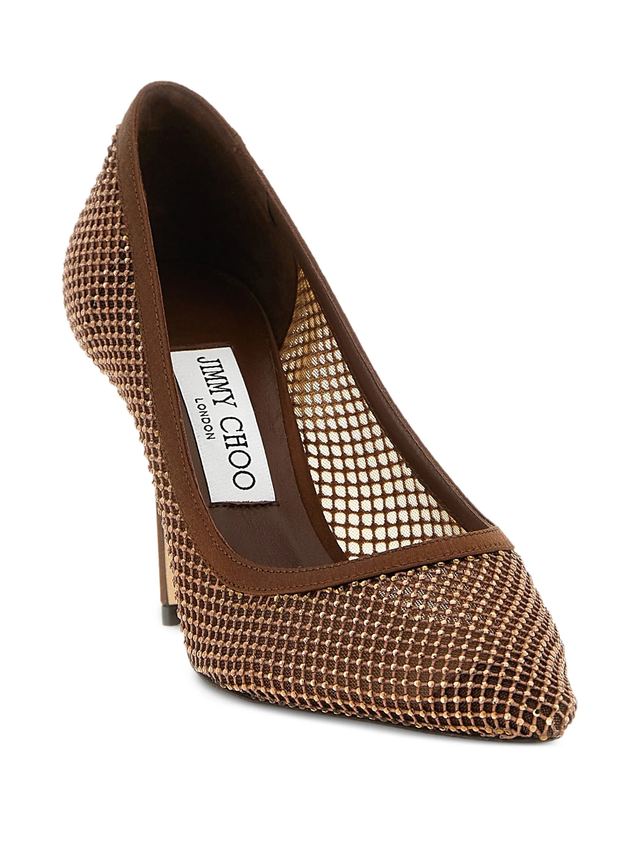 Brown Romy 85 Mesh Pointed Pumps