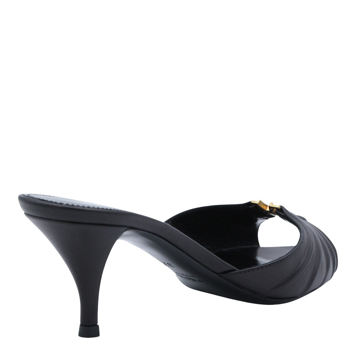 Open-Toe Gathered Leather Sandals