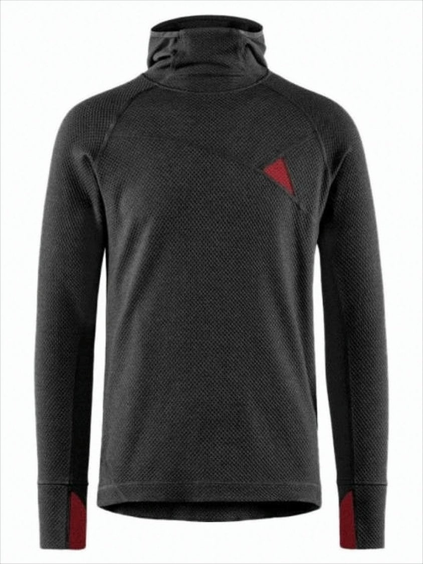 Textured Black Hooded Sweatshirt with Raglan Sleeves