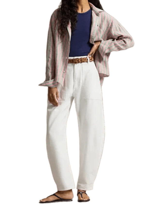 Breezy Boxy-Fit Linen Shirt with Striped Design