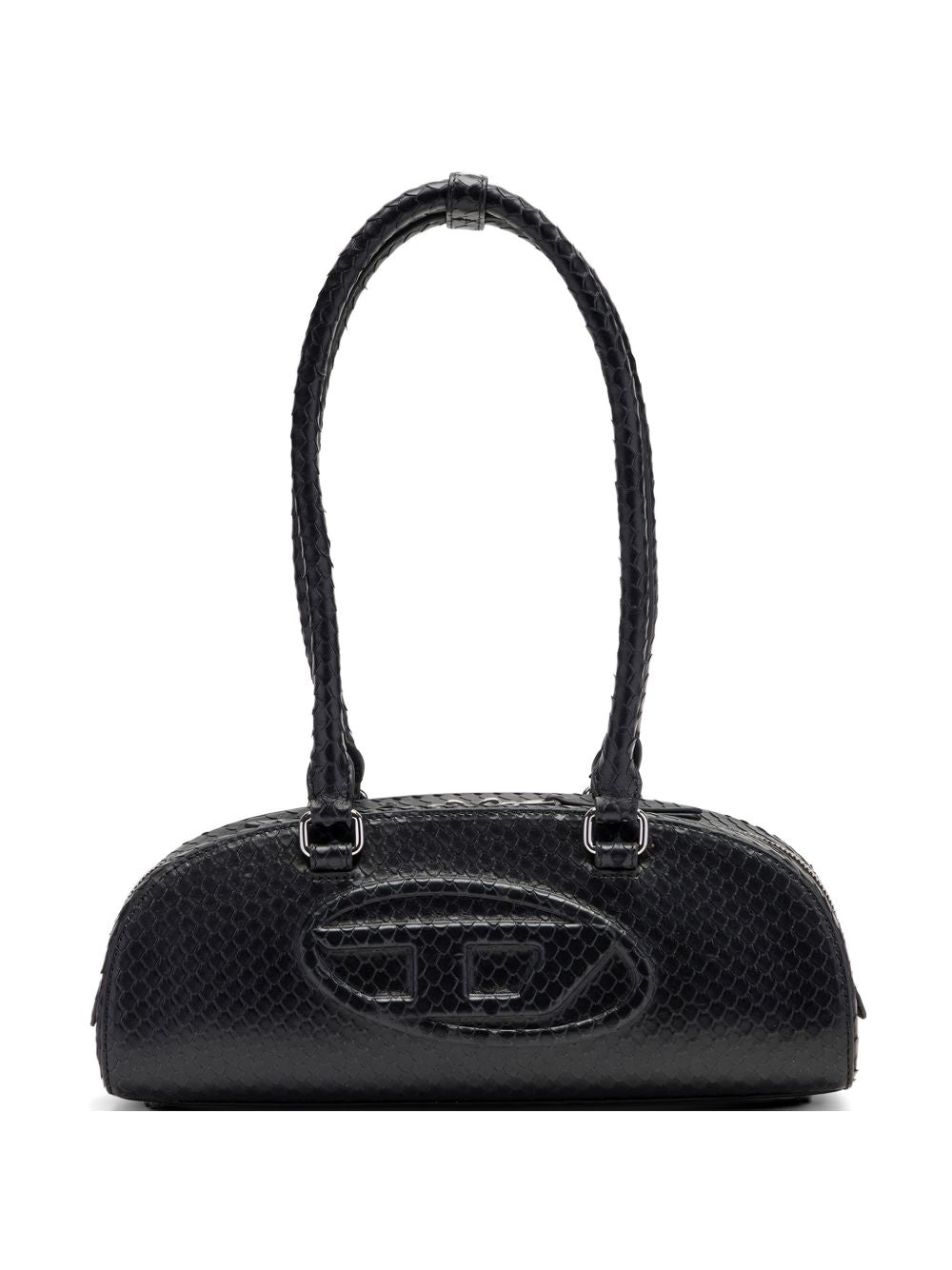 Elongated Handbag With Textured Snake-Like Pattern