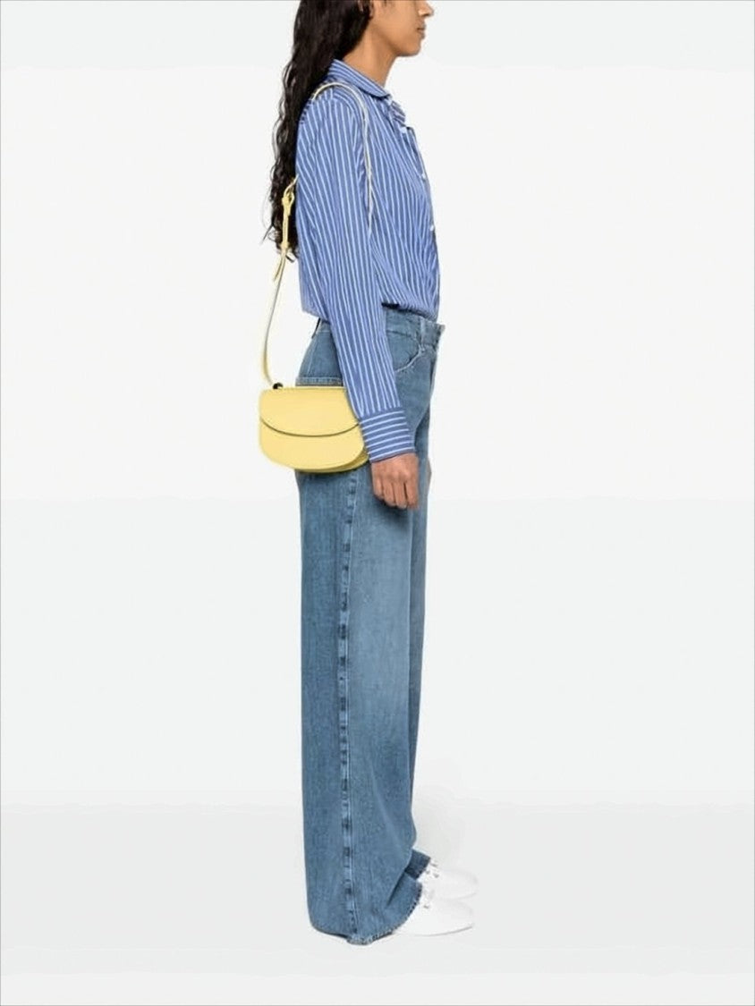 Structured Yellow Leather Crossbody Bag