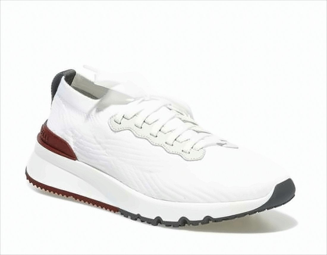 White Knitted Sneakers with Streamlined Silhouette
