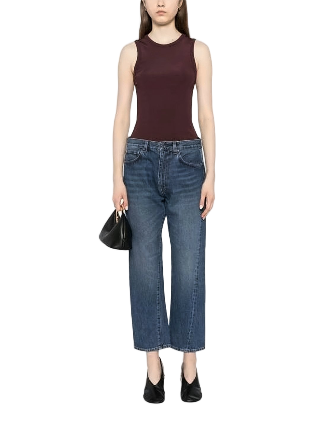 Straight-Leg Denim Pants with Raw Hem