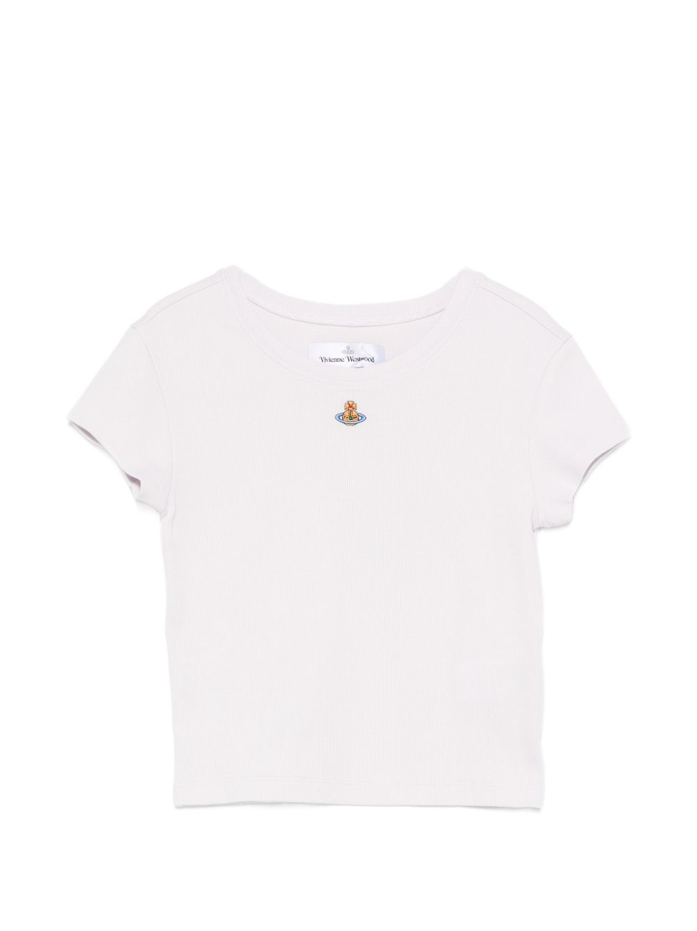 Fitted Ribbed Knit Top With Round Neckline
