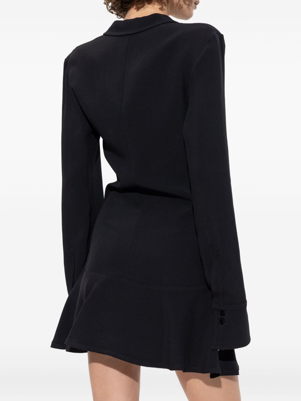 Long-Sleeved Black Cady Mini Dress