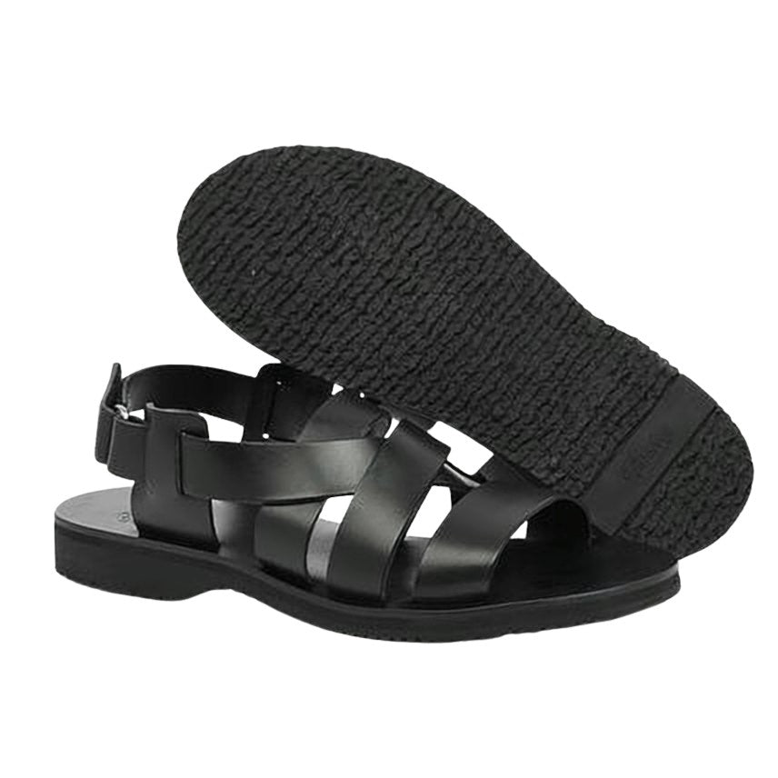 Black Leather Strap Sandals