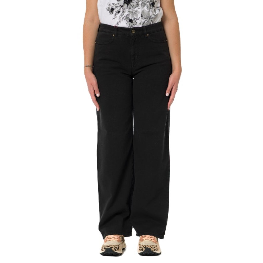 Wide-Leg Black Pants With High Waist