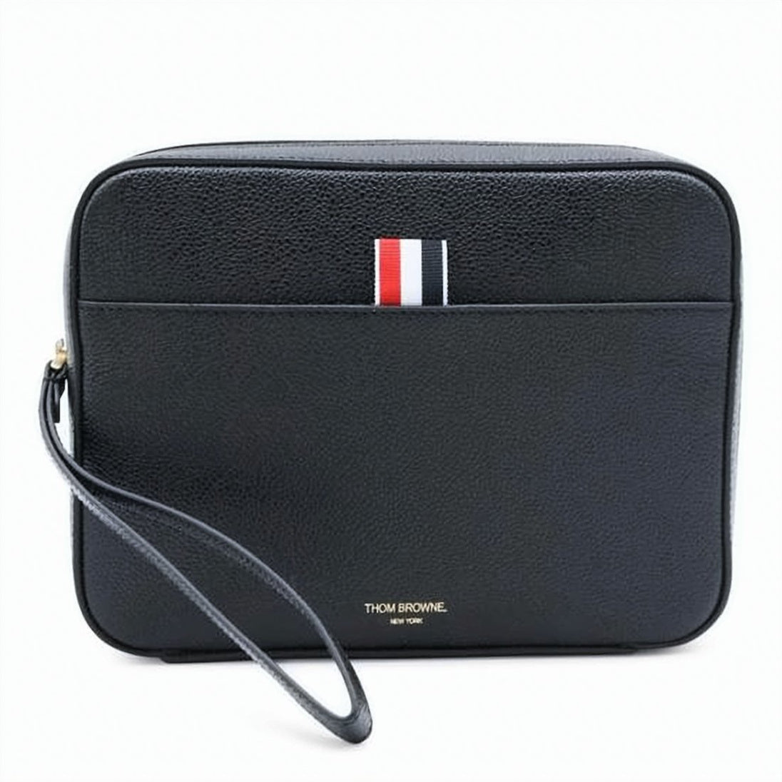 Textured Leather Clutch with Zip Closure