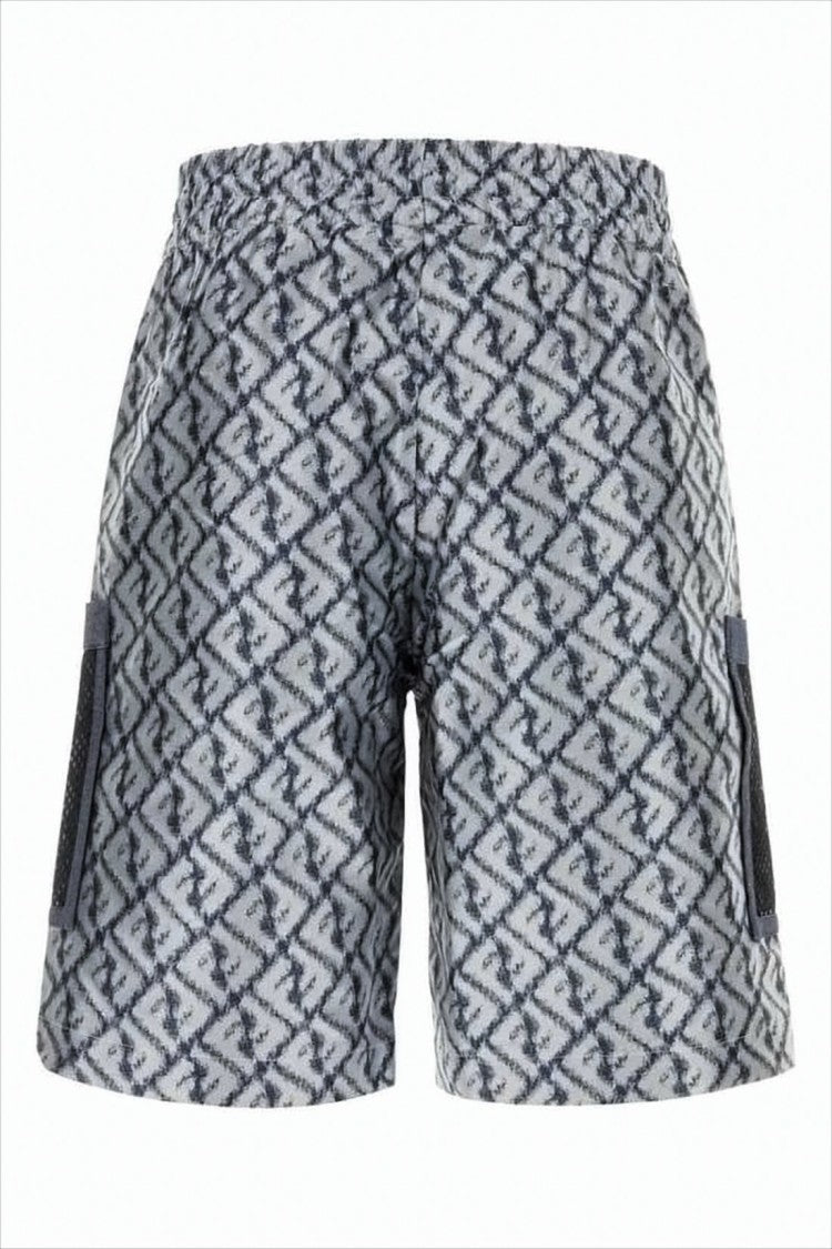 Geometric Patterned Men's Shorts with Elastic Waistband