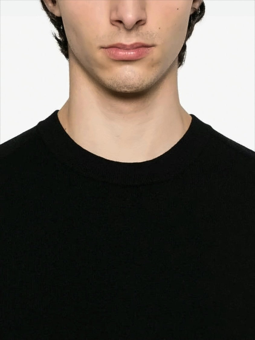 Crew Neck Black Wool Blend Sweater