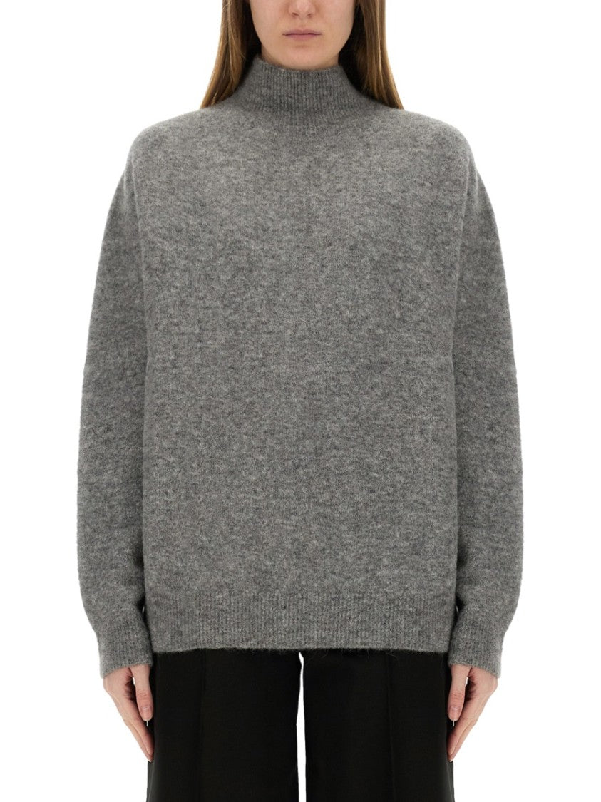 Relaxed Fit Grey Turtleneck Shirt