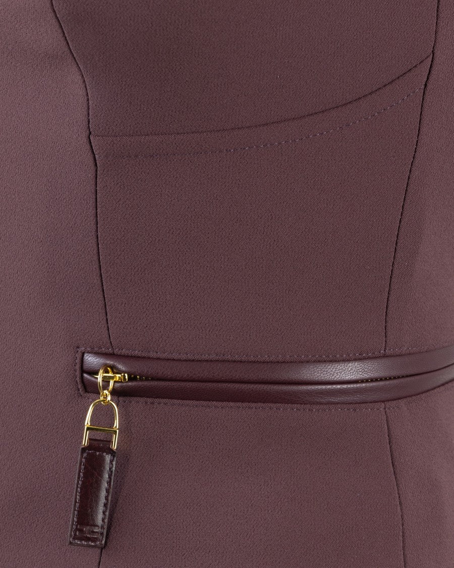 Double Crepe Top With Burgundy Zip Details