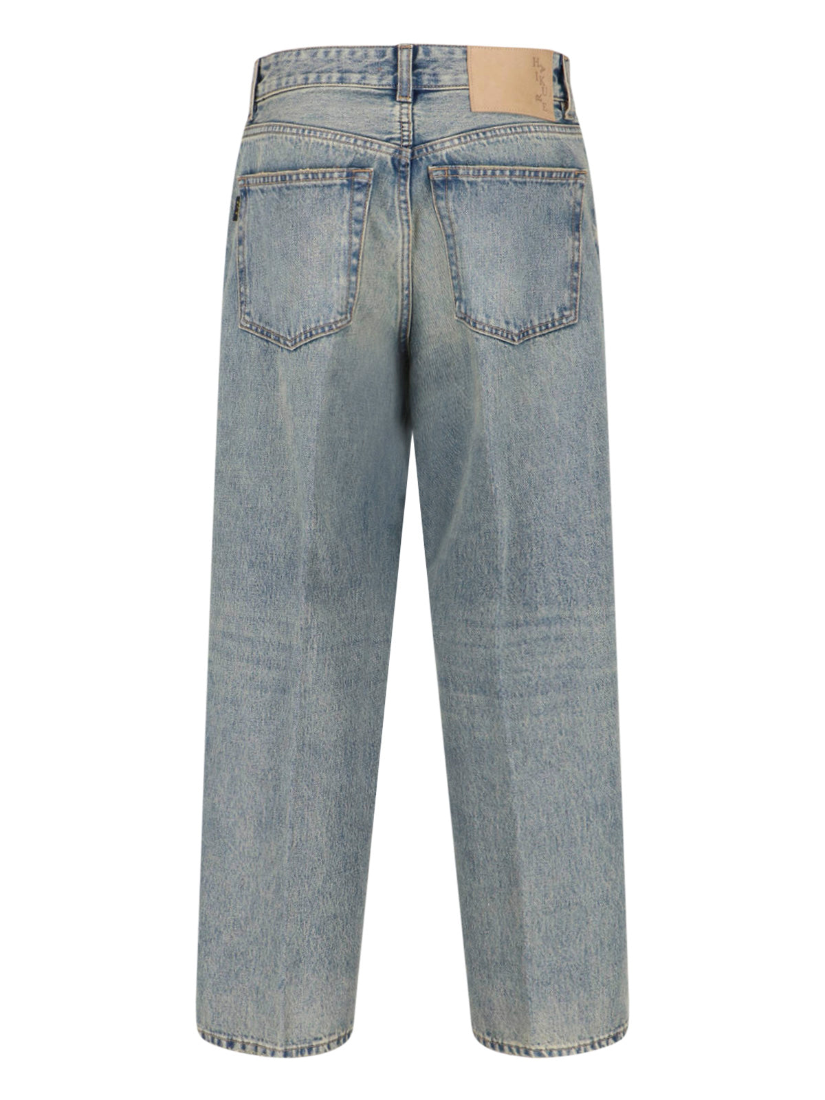 Blue Cotton Denim Straight-Leg Jeans With Five-Pocket Design