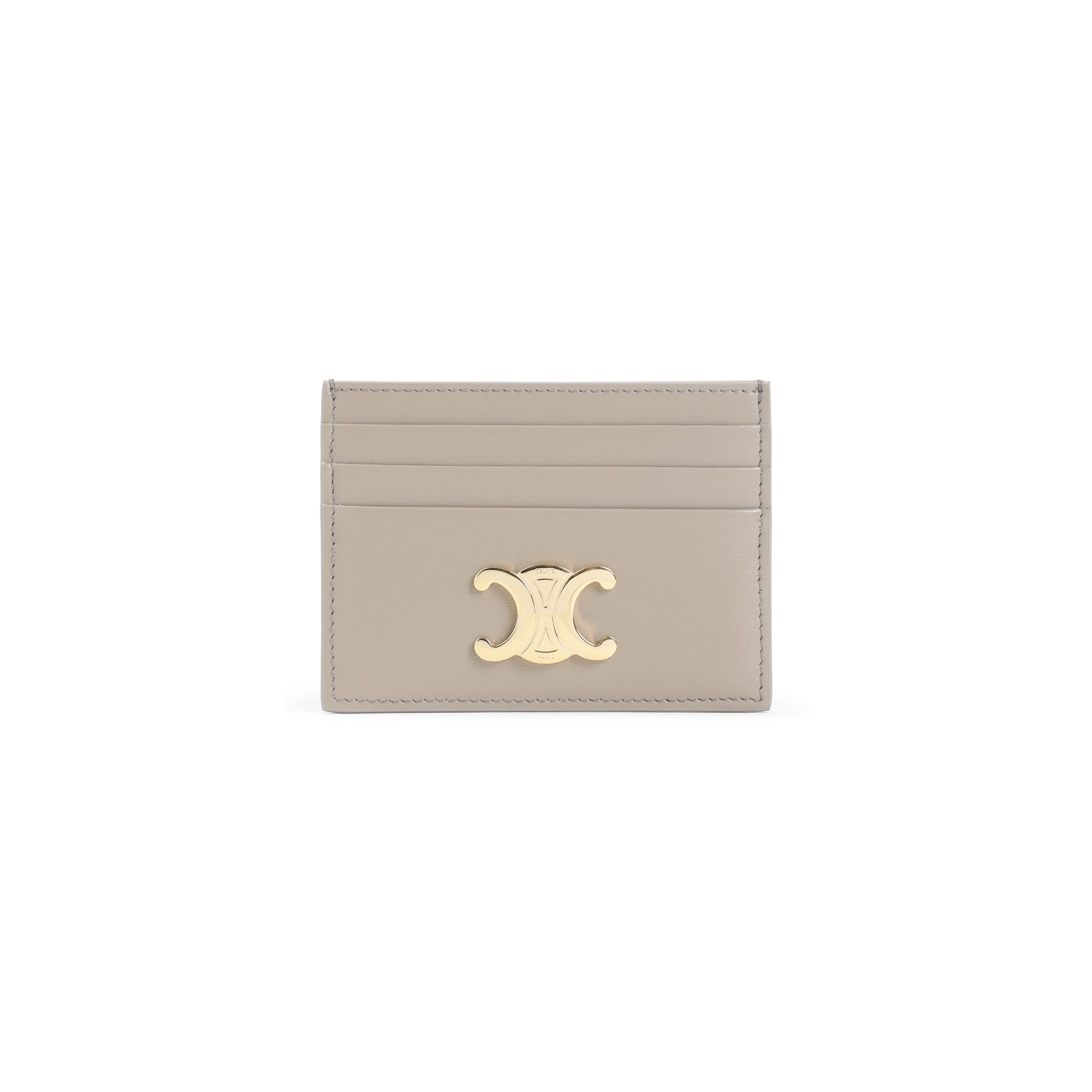 Beige Calfskin Card Holder with Triomphe Logo