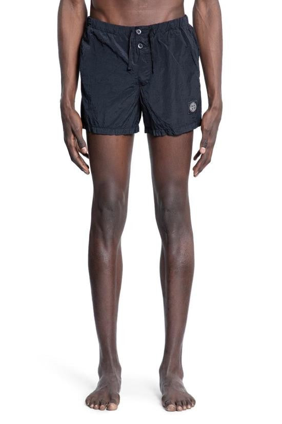 Relaxed-Fit Black Polyamide Shorts with Logo Patch