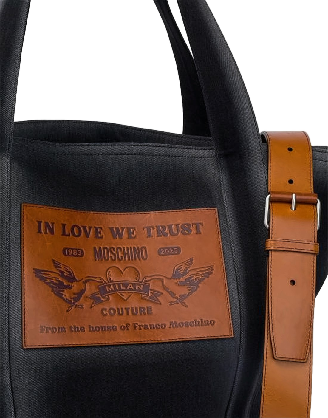 Structured Shoulder Bag with Brown Leather Accents