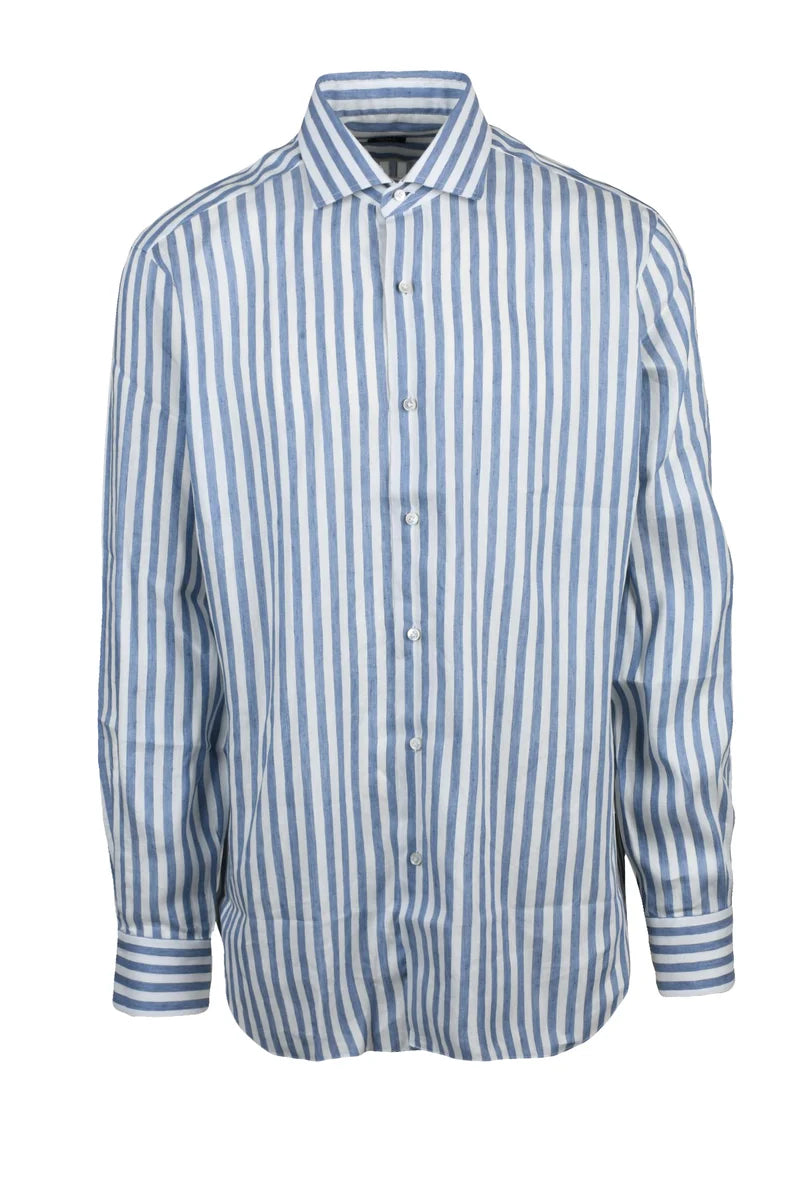 Linen Lyocell Shirt - White/Blue