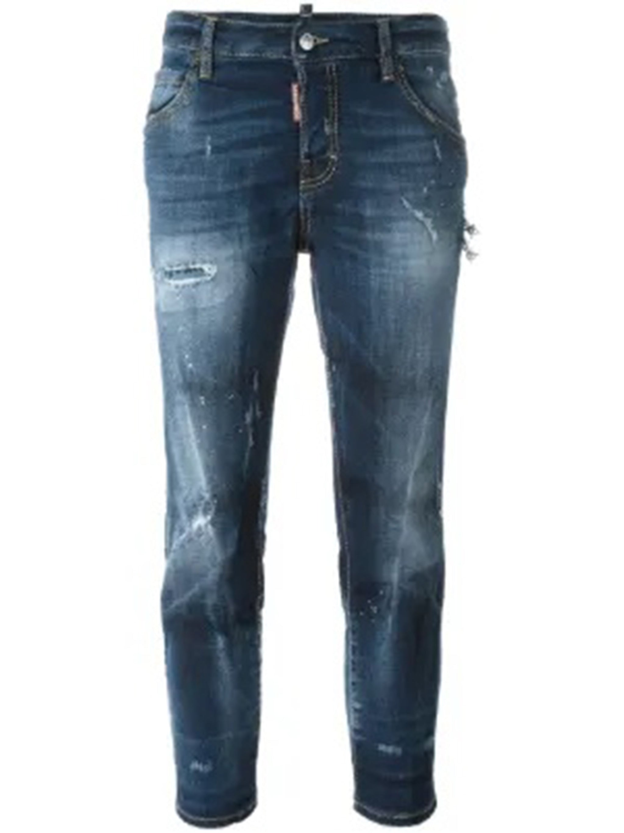 Slim Fit Medium Blue Whiskering Jeans