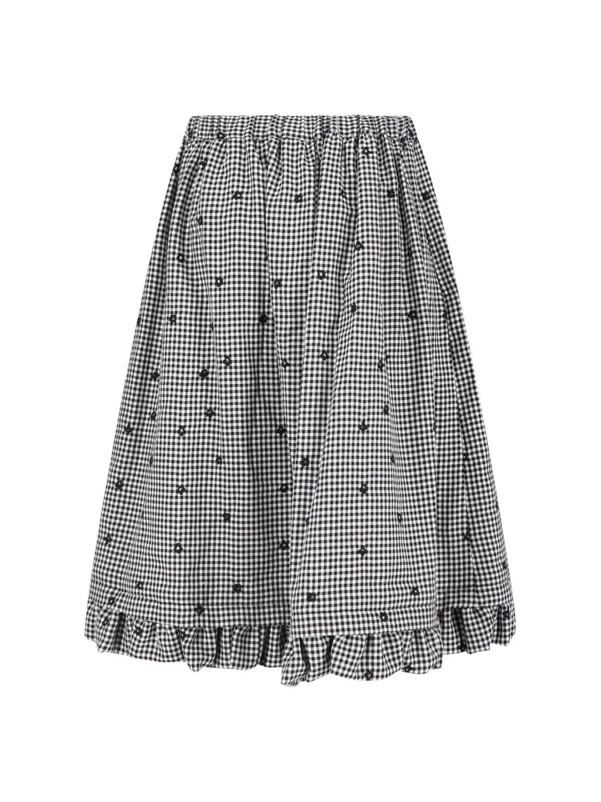 Black/White Gingham Floral Mini Skirt