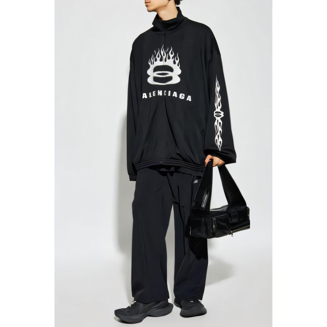 Relaxed-Fit Graphic Logo Jacket With High Collar
