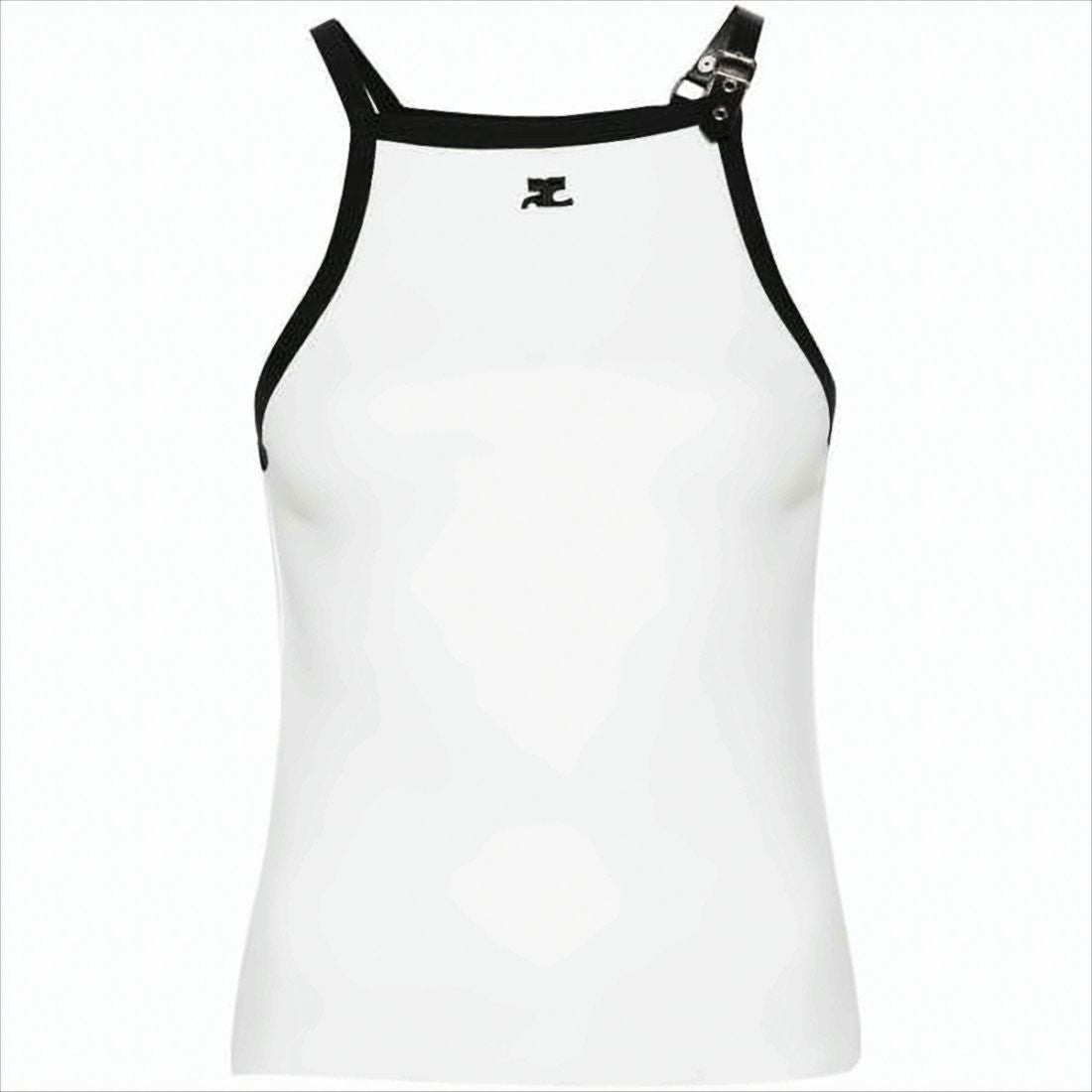 Fitted Sleeveless Top with Contrasting Straps