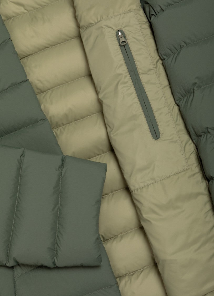 Eco-Friendly Down Jacket with Snap-Button Collar