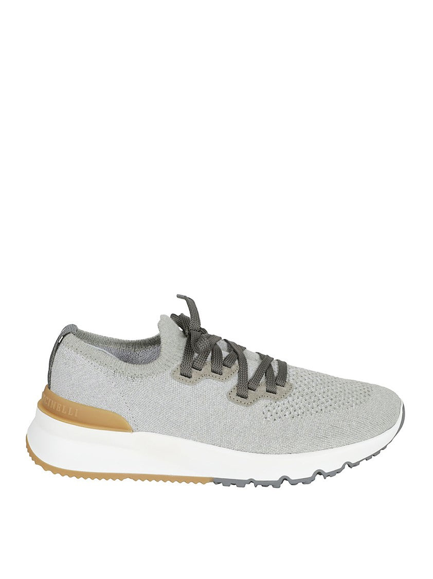 Beluga Grey Knitted Sneakers With Stretch Design