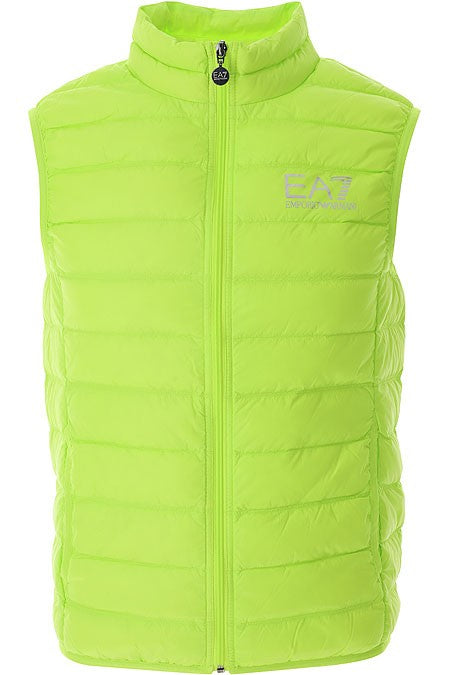 Lime Down Waistcoat With Quilted Texture And Logo Zip