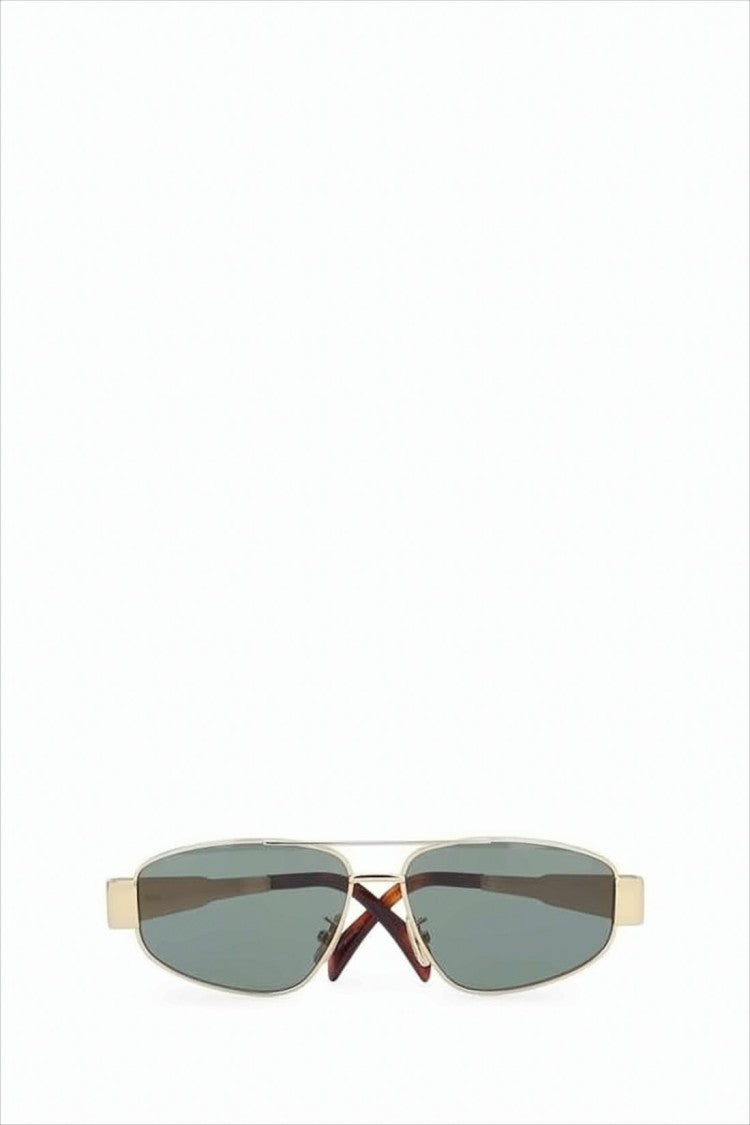 Rectangular Metal Sunglasses with Gold Finish