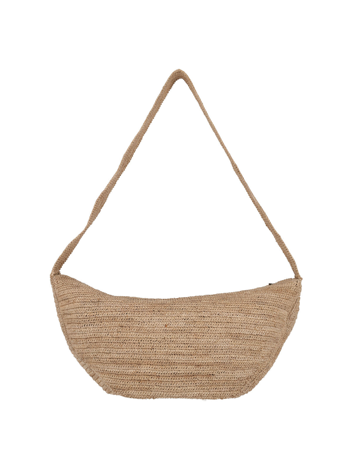 Beige Luna Woven Raffia Shoulder Bag