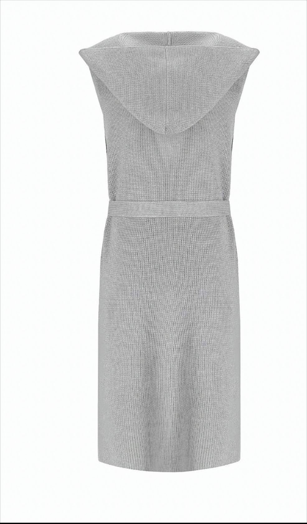Sleeveless Cardigan With Hood And Waist Tie