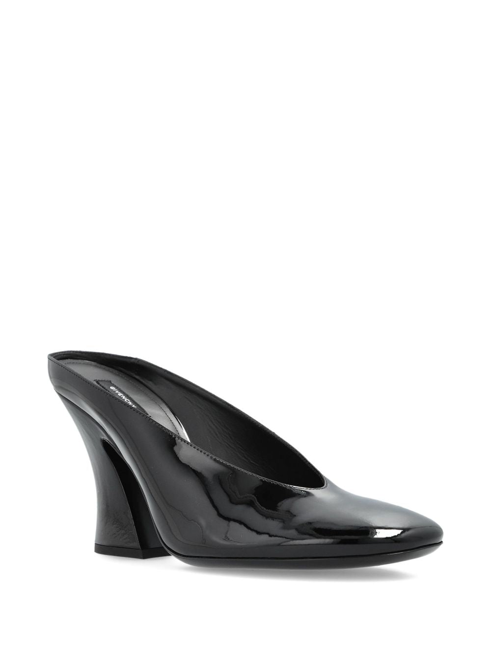 Glossy Black Leather Sandals
