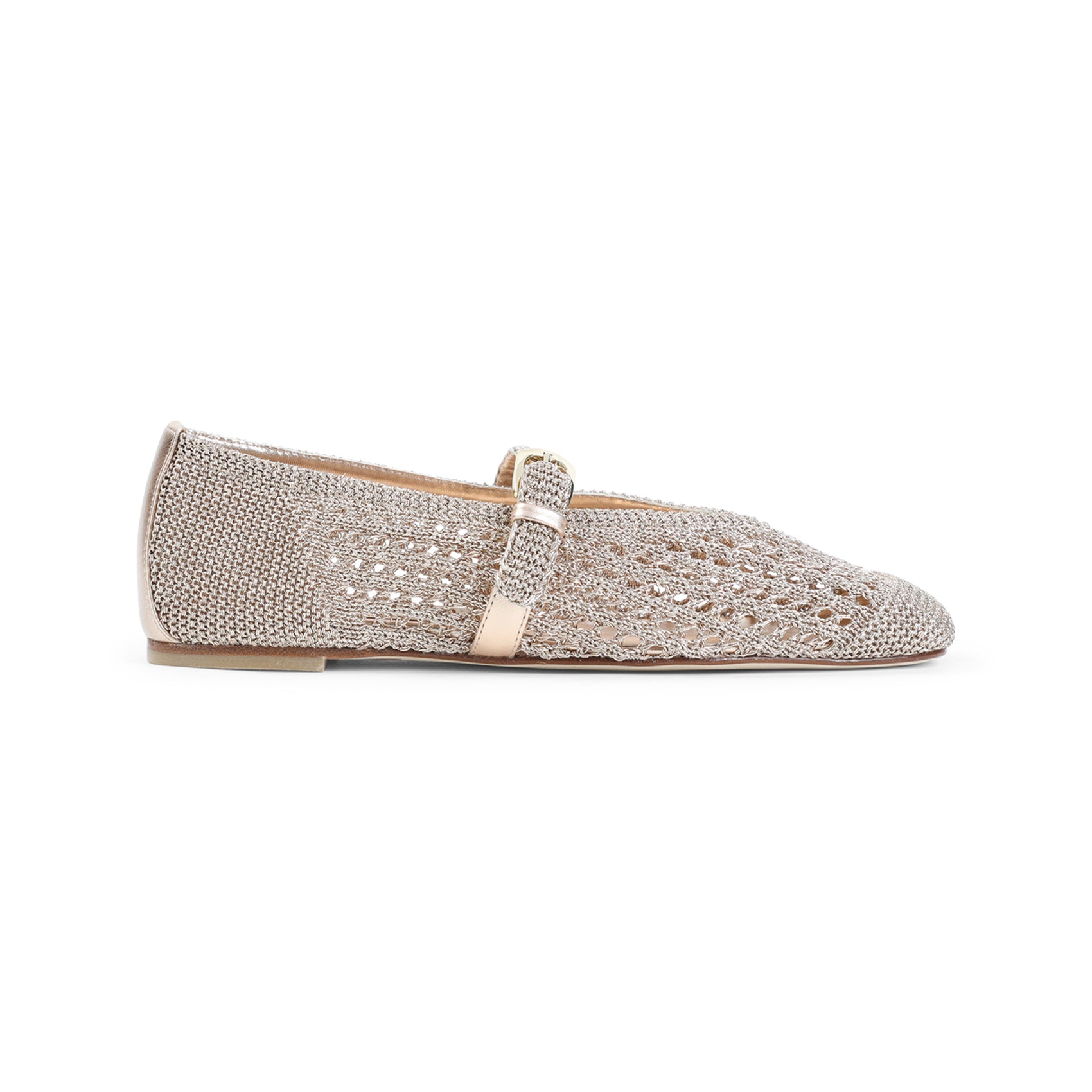 Metallic Mesh Ballerinas with Woven Texture