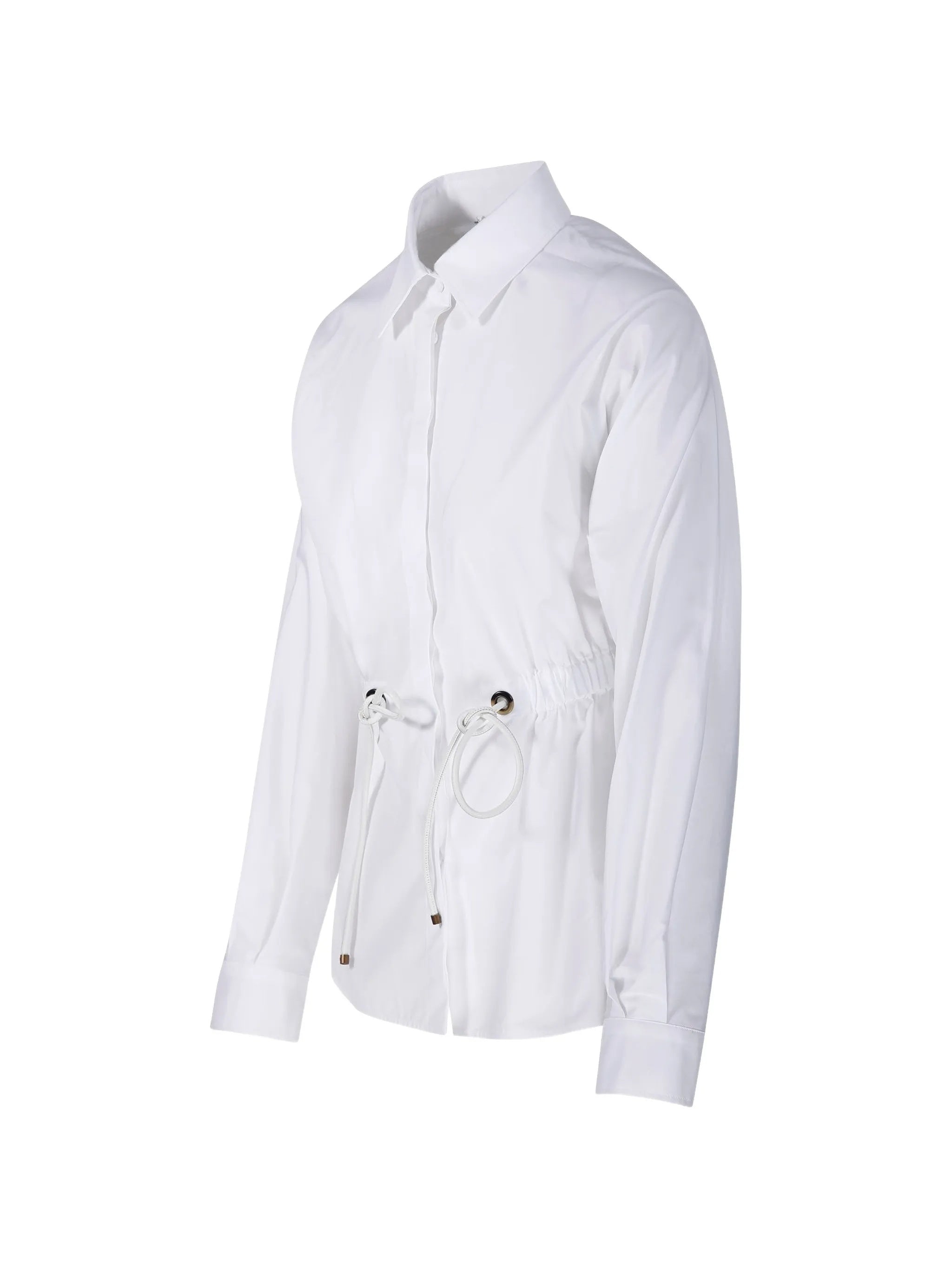 White Tazzina Long-Sleeve Cotton Shirt